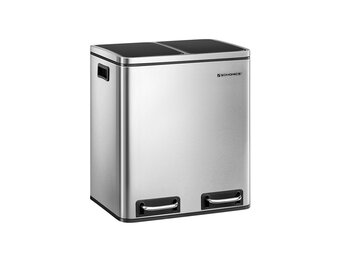 SONGMICS 2x15L RVS Afvalscheidingsbak met Deksel & Pedalen - 40% Korting!