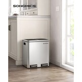 SONGMICS 2x15L RVS Afvalscheidingsbak met Deksel & Pedalen - 40% Korting!