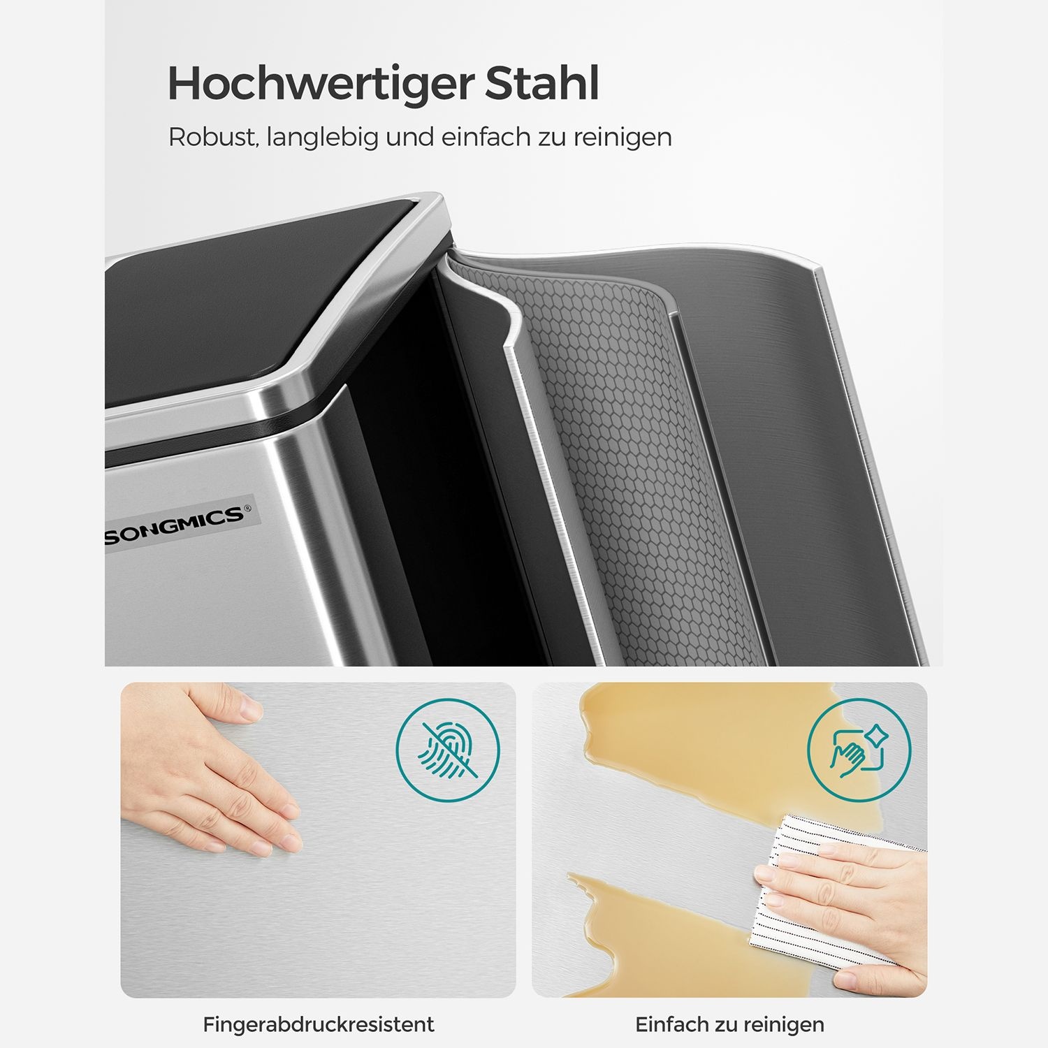 SONGMICS 2x15L RVS Afvalscheidingsbak met Deksel & Pedalen - 40% Korting!