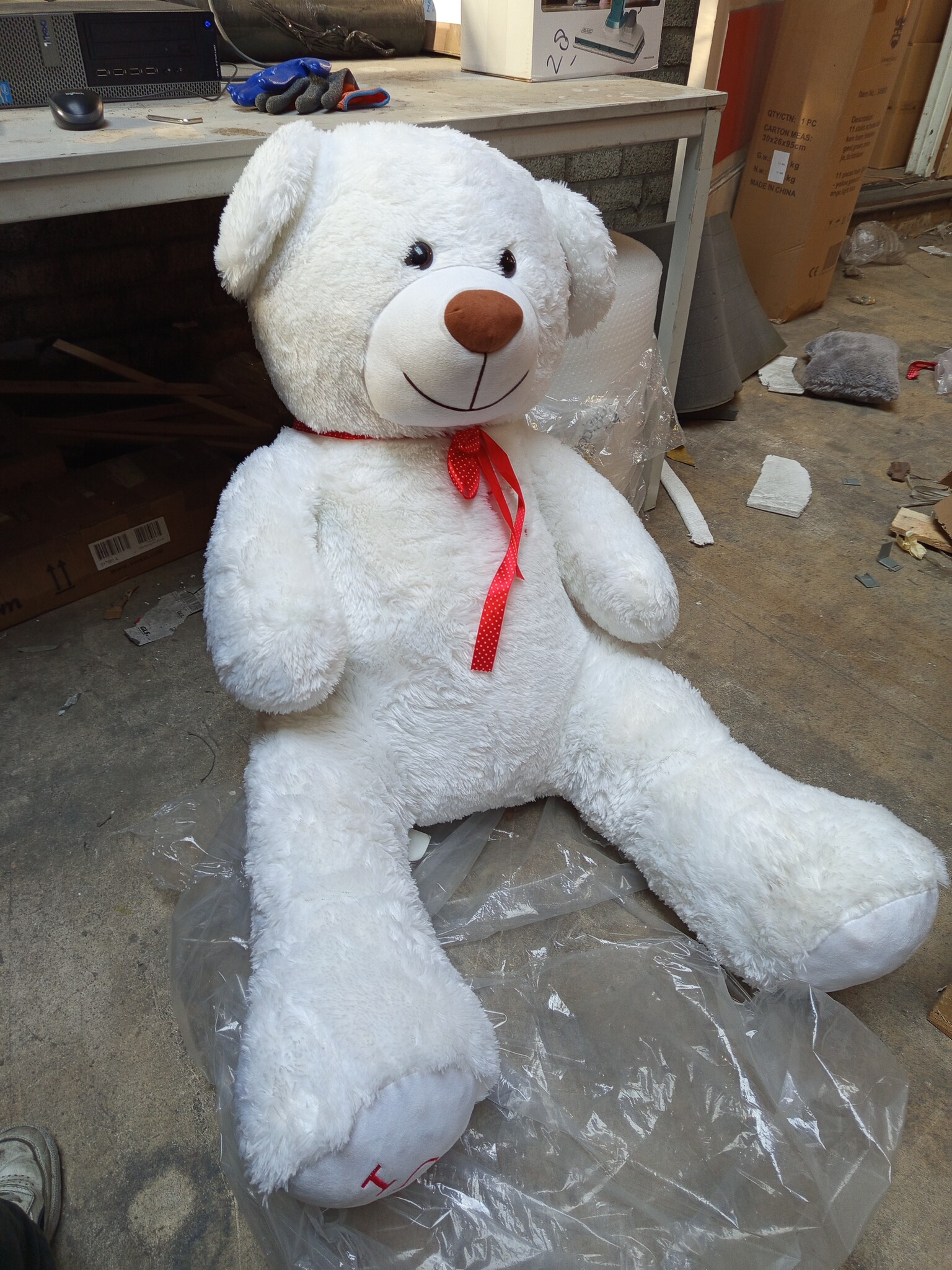 Grote Witte Knuffelbeer 160cm - I Love You - 60% Korting!