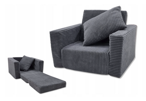 Kinderfauteuil Slaapbankje Grijs - 50% Korting! (Mist Kussen)