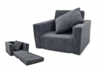 Kinderfauteuil Slaapbankje Grijs - 50% Korting! (Mist Kussen)