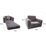 Kinderfauteuil Slaapbankje Grijs - 50% Korting! (Mist Kussen)