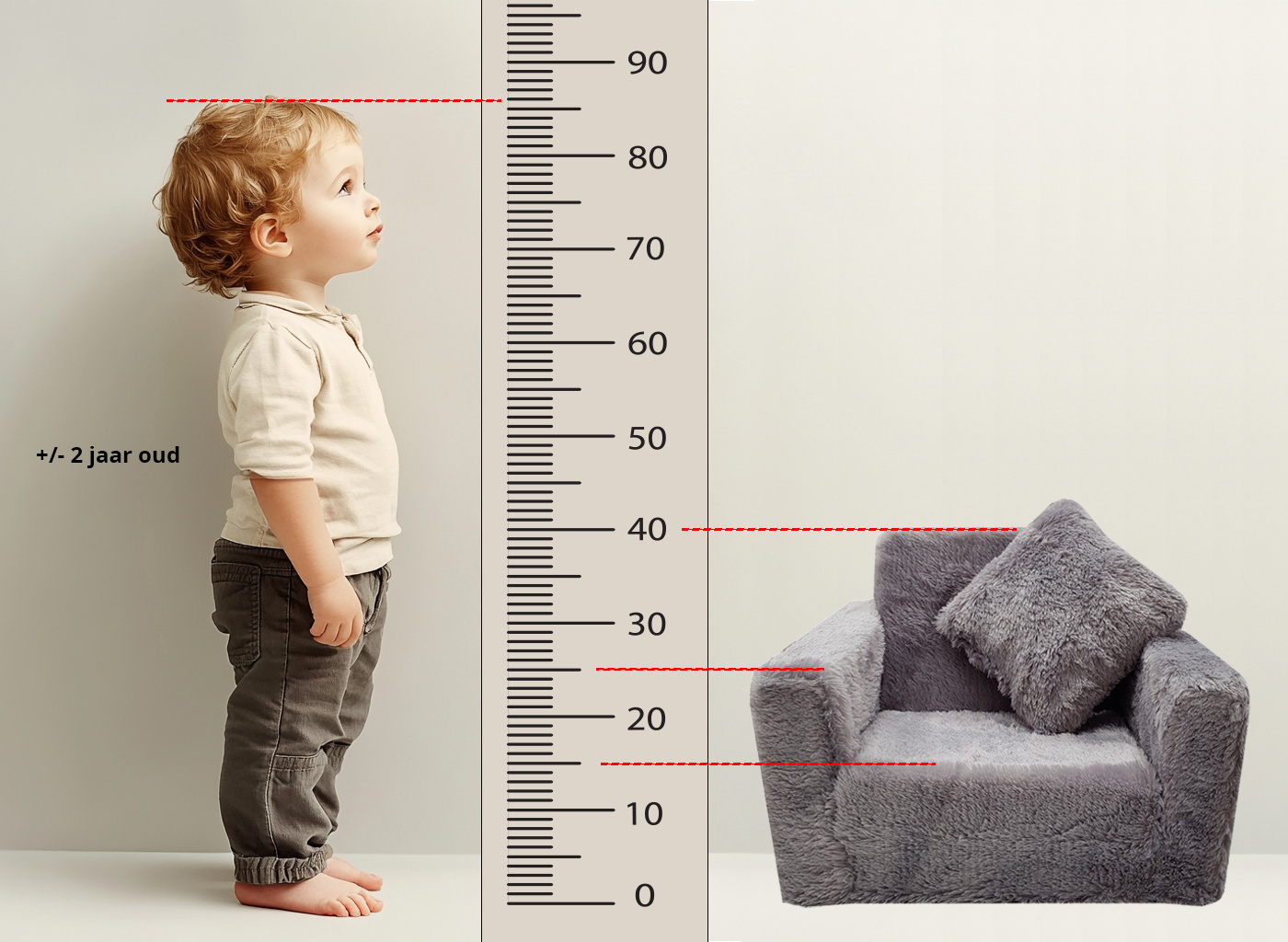 Kinderfauteuil Slaapbankje Grijs - 50% Korting! (Mist Kussen)