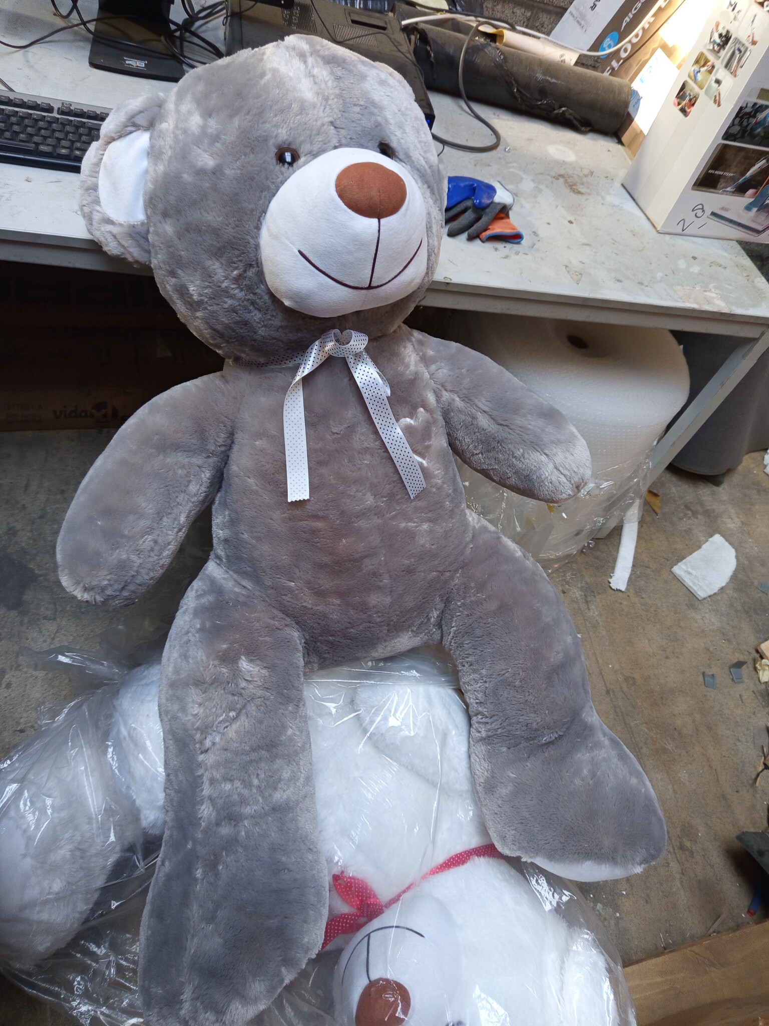 XL Knuffelbeer Grijs 160cm - 60% Korting! Met Hartje