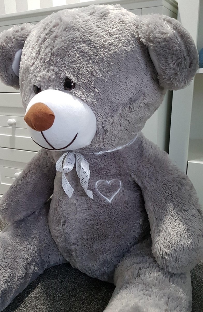 XL Knuffelbeer Grijs 160cm - 60% Korting! Met Hartje
