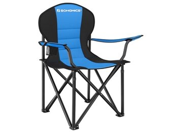 40% Korting! Opvouwbare Campingstoel Blauw 250kg, Bekerhouder - Zo Goed Als Nieuw!