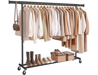 SONGMICS Kledingrek op Wielen - Zwaar, Uitschuifbaar, 150kg Max, 40% Korting!