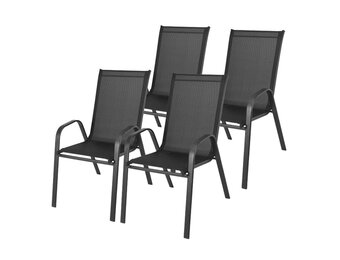 Tuinstoelen Set 4x Zwart (80x55x89cm) - 55% Korting!