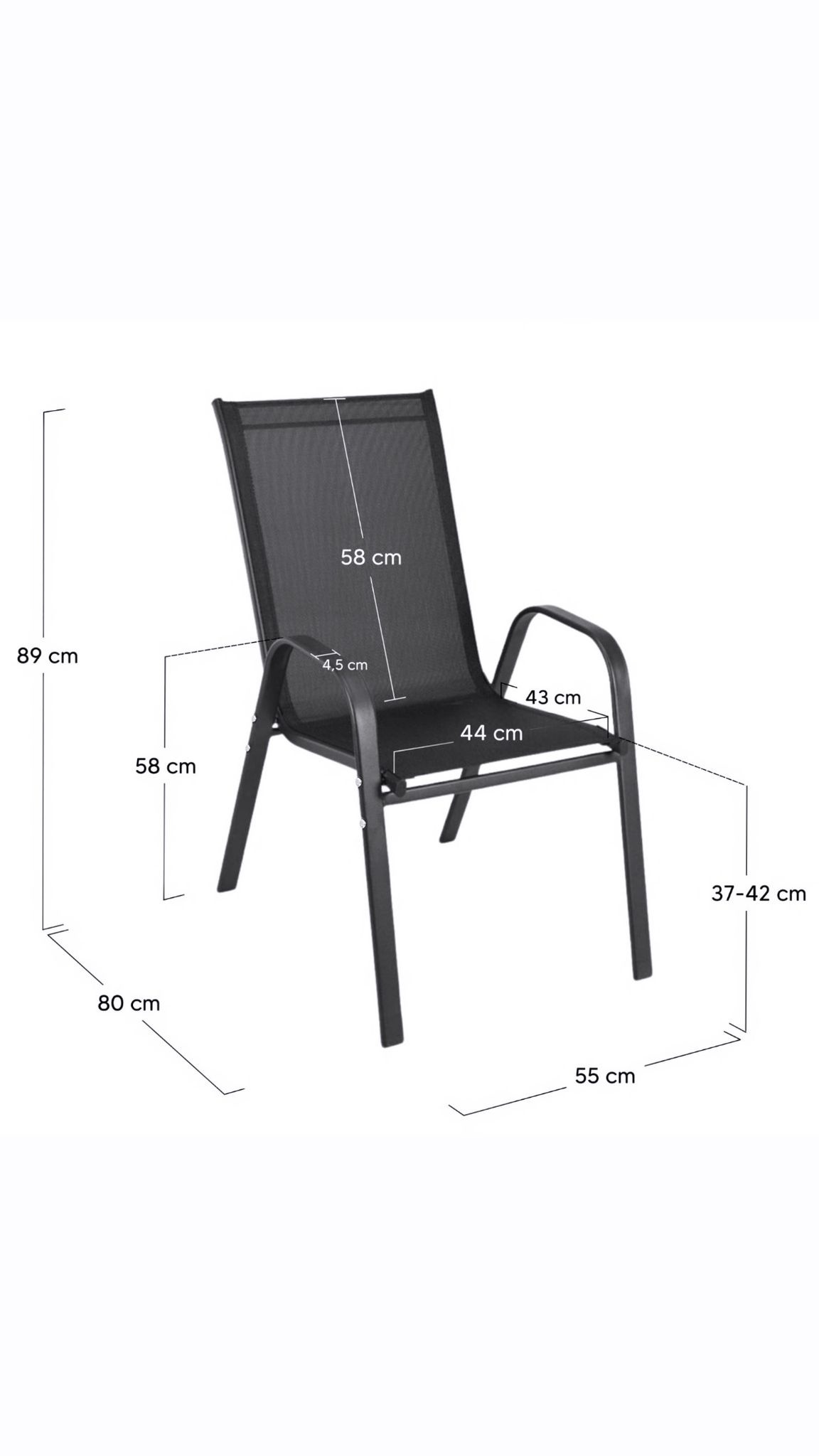 Tuinstoelen Set 4x Zwart (80x55x89cm) - 55% Korting!