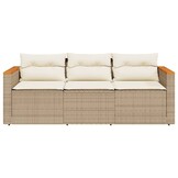 VidaXL 3-zits Tuinbank Poly Rattan Beige + Kussens | 40% Korting