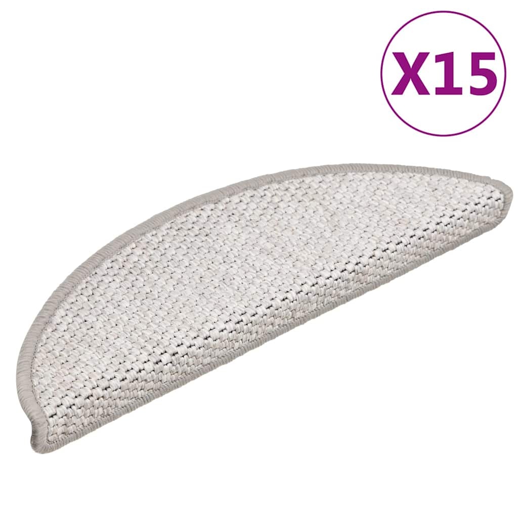 VidaXL Trapmatten Sisal-look Platinakleur - 15 stuks | 35% Korting!