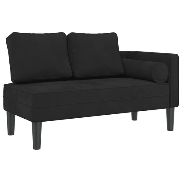 VidaXL Chaise Longue Fluweel Zwart - 40% Korting | Bijna Nieuw!