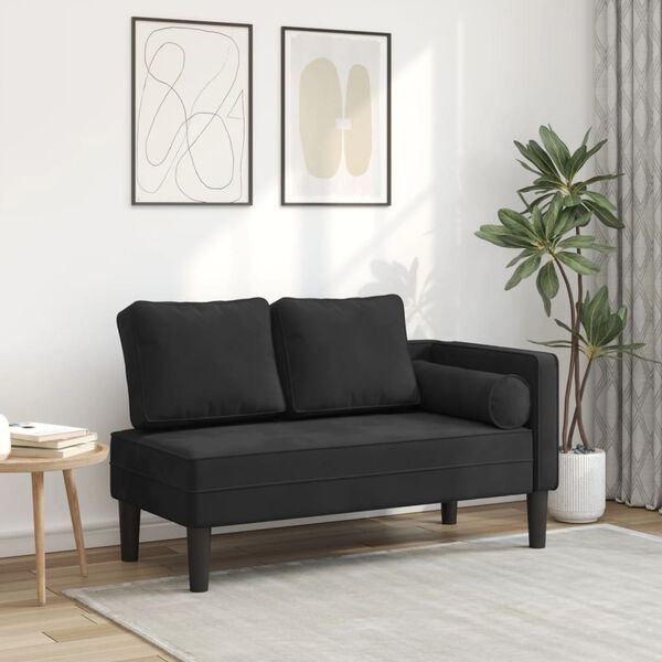 VidaXL Chaise Longue Fluweel Zwart - 40% Korting | Bijna Nieuw!