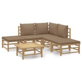VidaXL Loungeset Bamboe Taupe (3-delig) - 78% Korting!