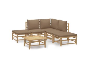 VidaXL Loungeset Bamboe Taupe (3-delig) - 78% Korting!