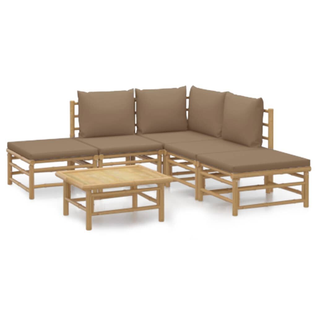 VidaXL Loungeset Bamboe Taupe (3-delig) - 78% Korting!