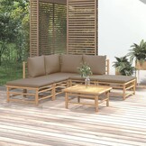VidaXL Loungeset Bamboe Taupe (3-delig) - 78% Korting!