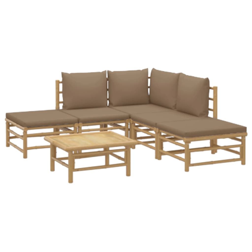 VidaXL Loungeset Bamboe Taupe (3-delig) - 78% Korting!
