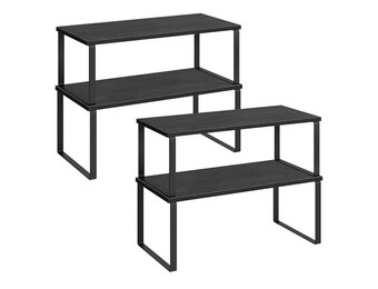 Keuken Organizer Zwart Hout & Metaal - Stapelbaar 2-Pack | 40% Korting!
