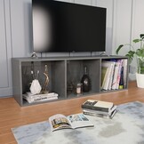 vidaXL Boekenkast/TV-meubel Grijs Hoogglans - 35% Korting - Ong. 114cm
