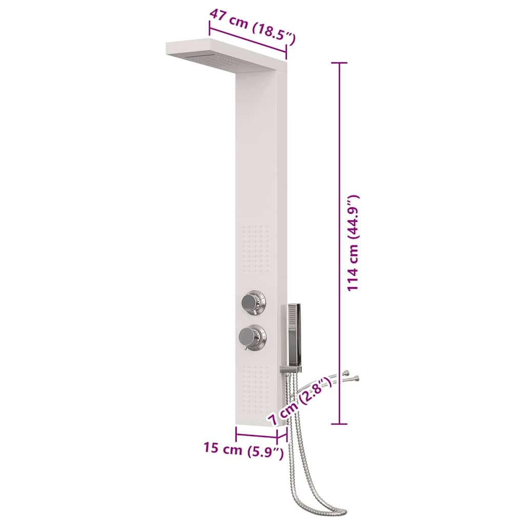 vidaXL Douchepaneel Aluminium Wit - 47% Korting! Uniek & Luxe!