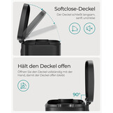 SONGMICS Keukenprullenbak 30L - Zwart (40% Korting!) - Soft-Close & Binnenemmer