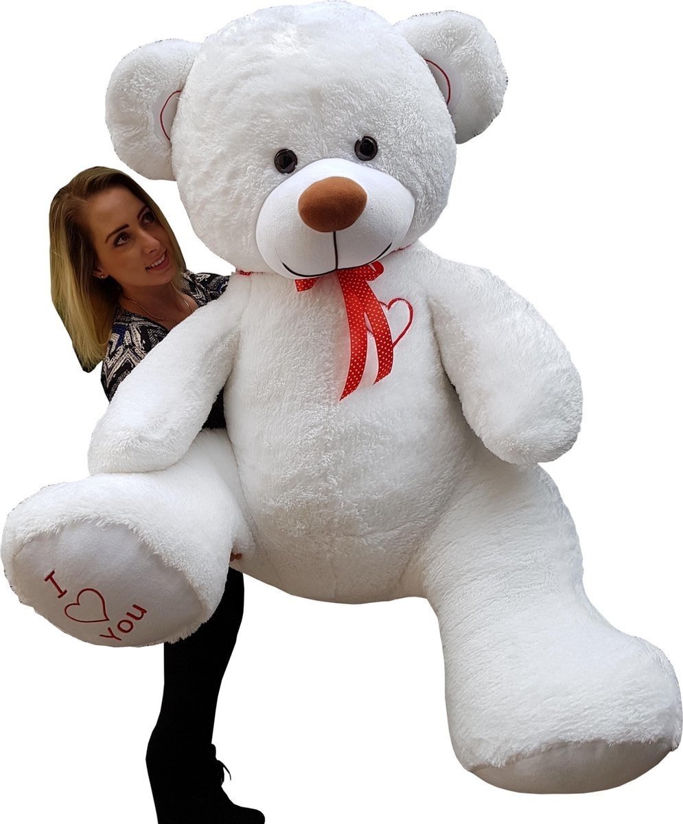 Grote Witte Knuffelbeer 160cm - I Love You & Hart - 60% Korting!