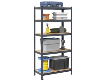 VidaXL Opbergrek 5-laags Staal/Hout Antraciet - 40% Korting!