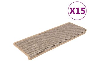 vidaXL Trapmatten zelfklevend 15 st sisal-look 65x21x4 cm lichtbeige