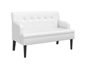 vidaXL Bankje met rugleuning 112x65,5x75 cm kunstleer wit