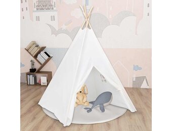 vidaXL Kindertipitent met tas 120x120x150 cm peachskin wit