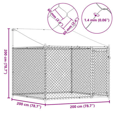 vidaXL Hondenhok met dak en deur 2x2x2 m gegalvaniseerd staal grijs