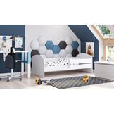 Peuterbed LUK - kinderbed met hek en matras - 160x80 cm - wit