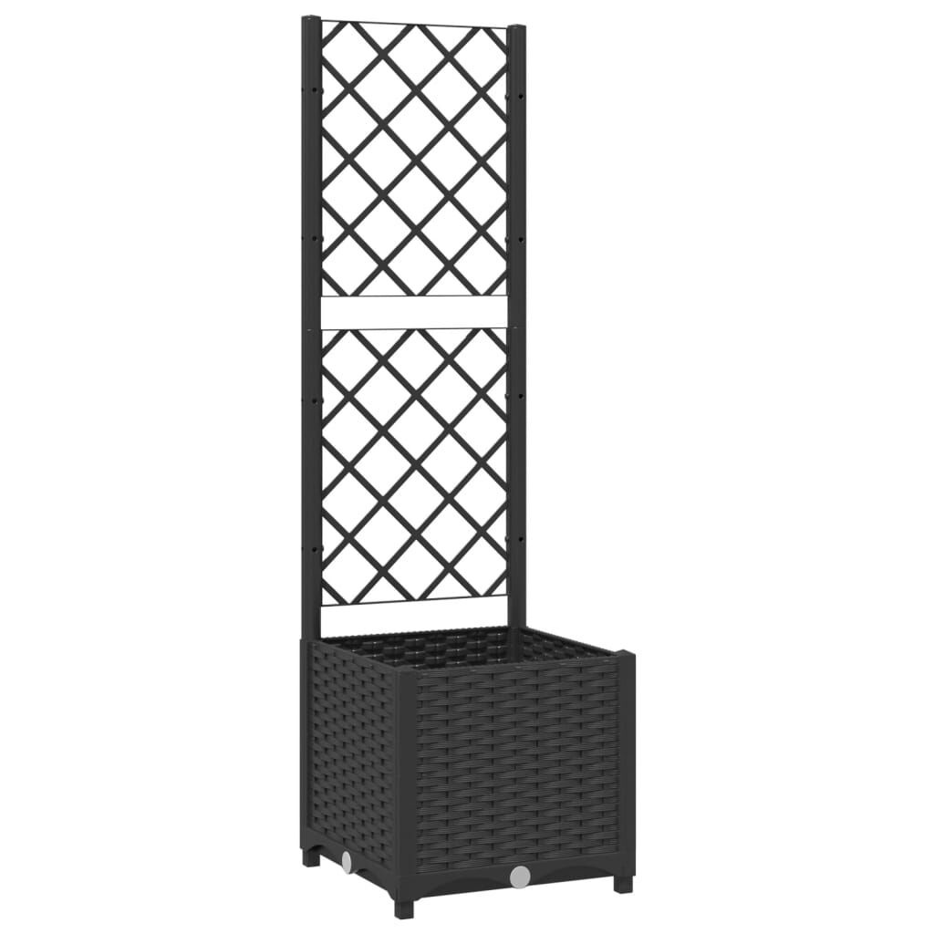 vidaXL Plantenbak met latwerk 40x40x136 cm polypropeen zwart