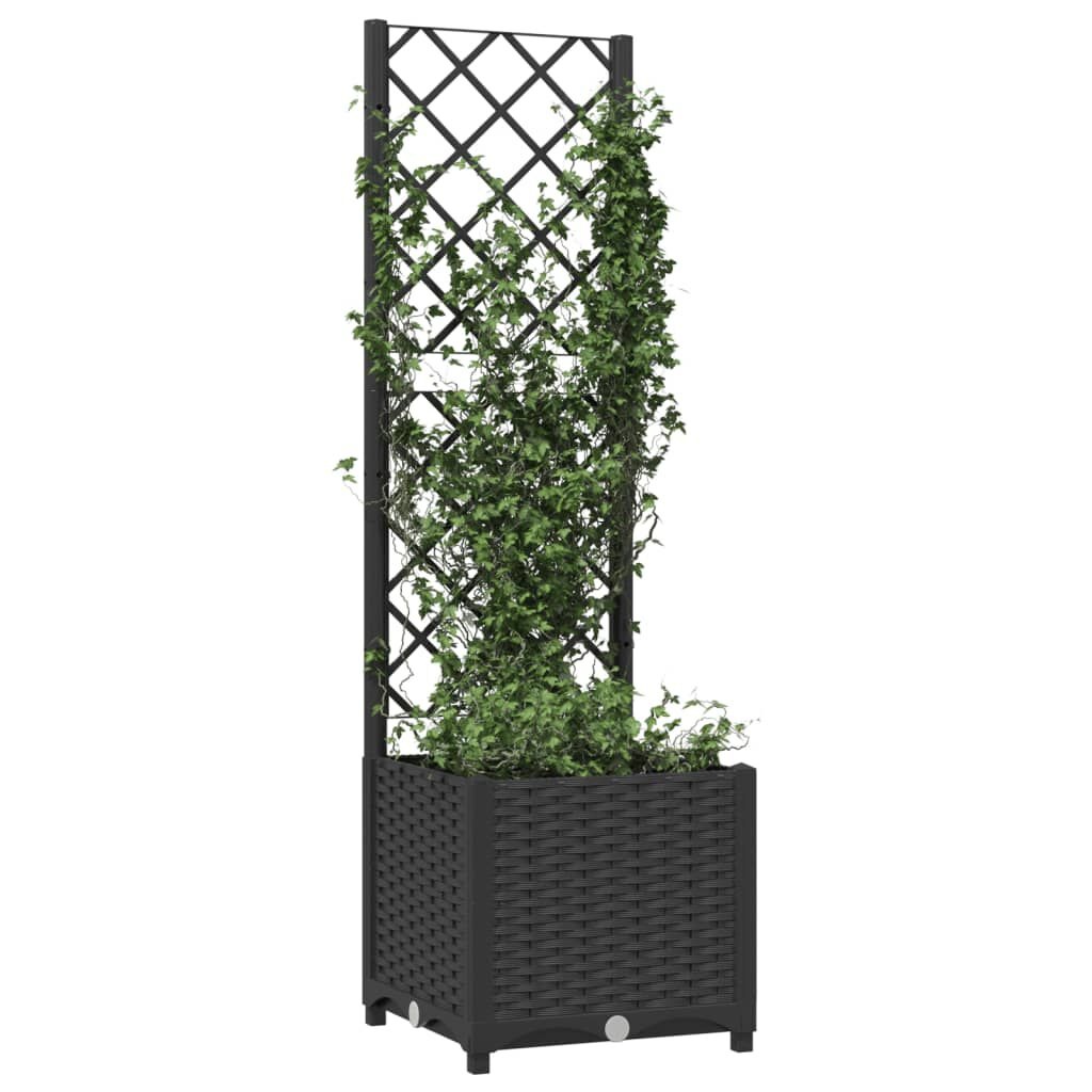 vidaXL Plantenbak met latwerk 40x40x136 cm polypropeen zwart
