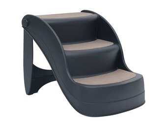 vidaXL Hondentrap 3 treden inklapbaar donkergrijs