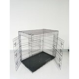 Hondenkooi Metaal Zwart 119x74x114cm Dubbele Deur Verhoogd