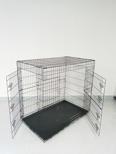 Hondenkooi Metaal Zwart 119x74x114cm Dubbele Deur Verhoogd