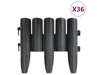 vidaXL Gazonranden 36 st 10 m PP antracietkleurig
