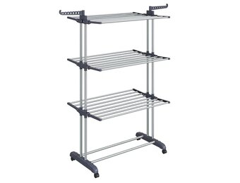 Droogrek RVS 4-laags 126cm Inklapbaar met Wielen Ruimtebesparend