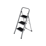 SONGMICS 3-Treden Opvouwbare Ladder - 35% Korting! - Staal, Grijs/Zwart