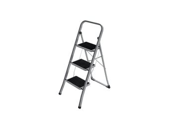 SONGMICS 3-Treden Opvouwbare Ladder - 35% Korting! - Staal, Grijs/Zwart