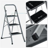 SONGMICS 3-Treden Opvouwbare Ladder - 35% Korting! - Staal, Grijs/Zwart