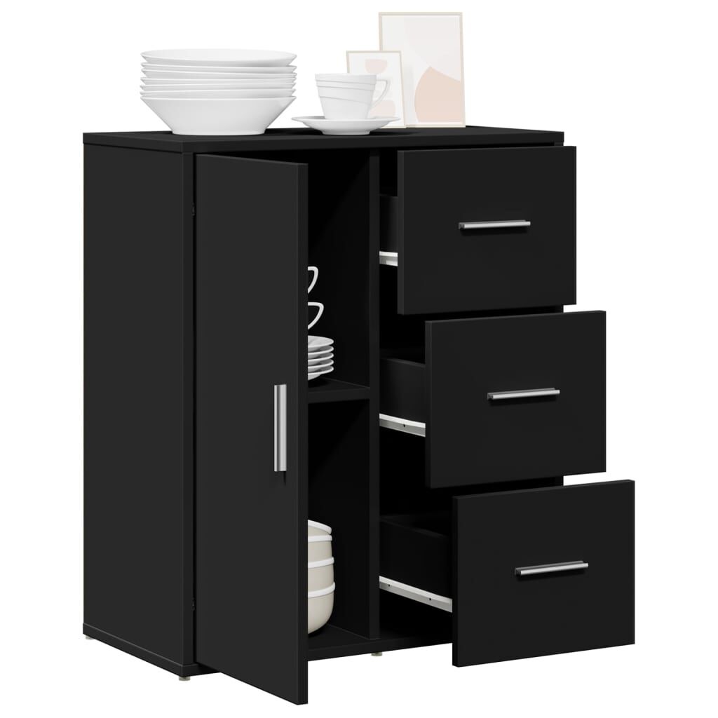 vidaXL Dressoir Zwart Bewerkt Hout 60x31x70cm - 50% Korting!