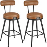 VASAGLE EKHO Barstoelen Set (2) - Lederlook, 360° Draaibaar - 40% Korting!