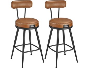 VASAGLE EKHO Barstoelen Set (2) - Lederlook, 360° Draaibaar - 40% Korting!