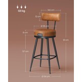 VASAGLE EKHO Barstoelen Set (2) - Lederlook, 360° Draaibaar - 40% Korting!