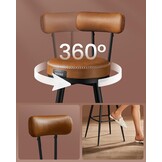 VASAGLE EKHO Barstoelen Set (2) - Lederlook, 360° Draaibaar - 40% Korting!