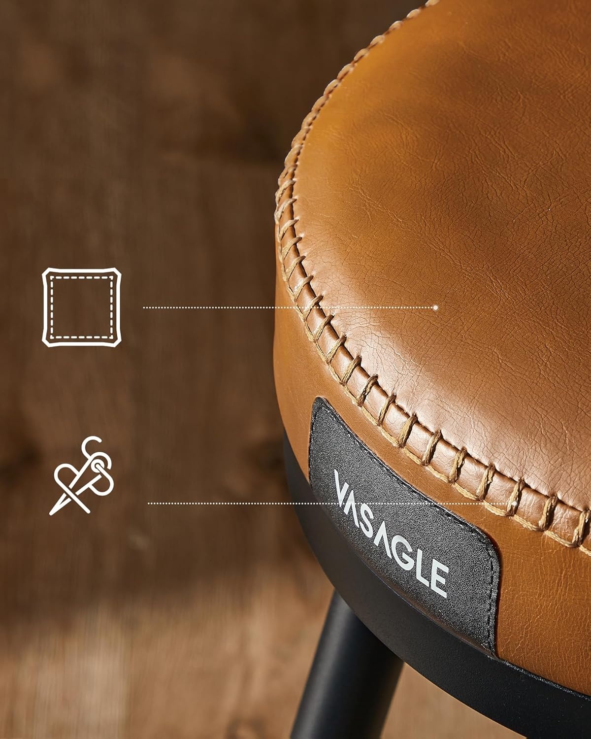 VASAGLE EKHO Barstoelen Set (2) - Lederlook, 360° Draaibaar - 40% Korting!